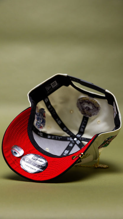 NEW ERA EXCLUSIVE 9FIFTY CHROME/BLACK LOS ANGELES DODGERS SNAPBACK W/ WORLD SERIES EMBROIDERY PATCHES