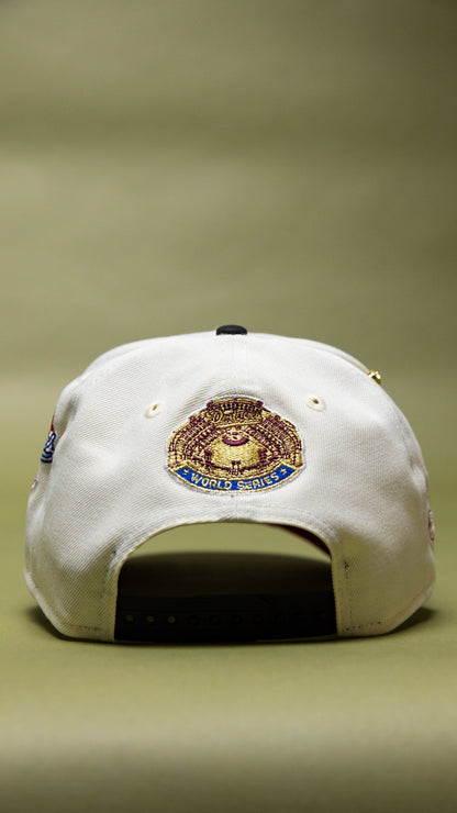 NEW ERA EXCLUSIVE 9FIFTY CHROME/BLACK LOS ANGELES DODGERS SNAPBACK W/ WORLD SERIES EMBROIDERY PATCHES