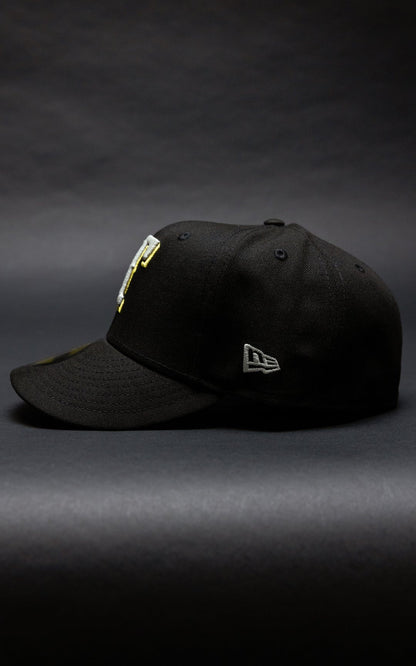 NEW ERA EXCLUSIVE 59FIFTY BLACK TEXAS RANGERS W/ TEXAS STATE FLAG SIDE PATCH