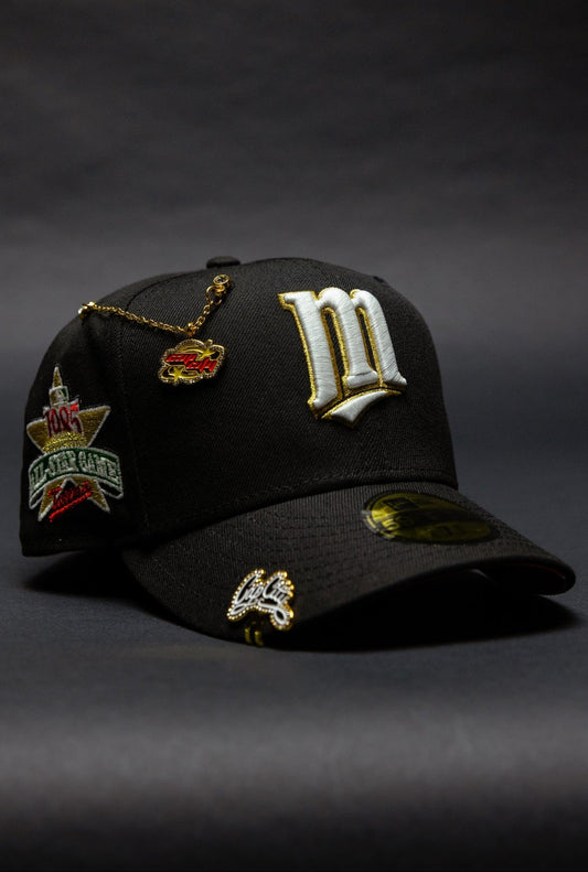 NEW ERA EXCLUSIVE 59FIFTY BLACK MINNESOTA TWINS W/ 1985 ALL STAR GAME SIDE PATCH