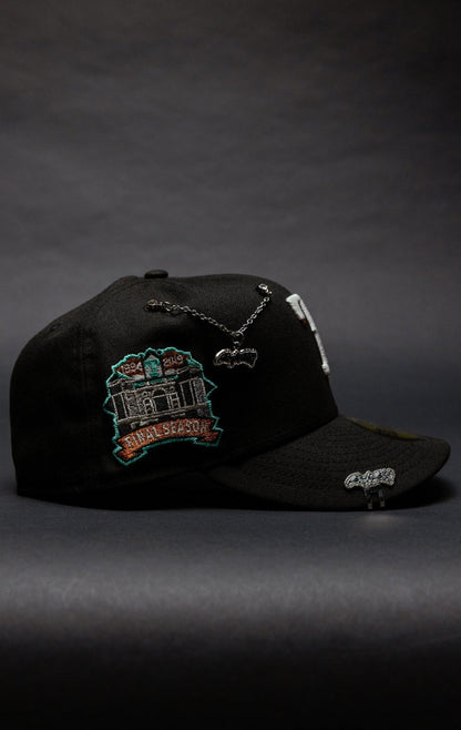 NEW ERA EXCLUSIVE 59FIFTY BLACK TEXAS RANGERS W/ FINAL SEASON SIDE PATCH