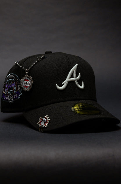 NEW ERA EXCLUSIVE 59FIFTY BLACK ATLANTA BRAVES W/ 2017 INAUGURAL SEASON SIDE PATCH