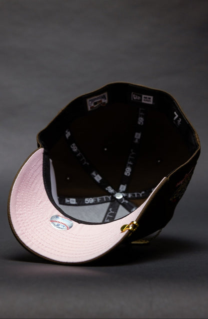 NEW ERA EXCLUSIVE 59FIFTY BROWN UPSIDE DOWN LOS ANGELES DODGERS W/ 100TH ANNIVERSARY SIDE PATCH
