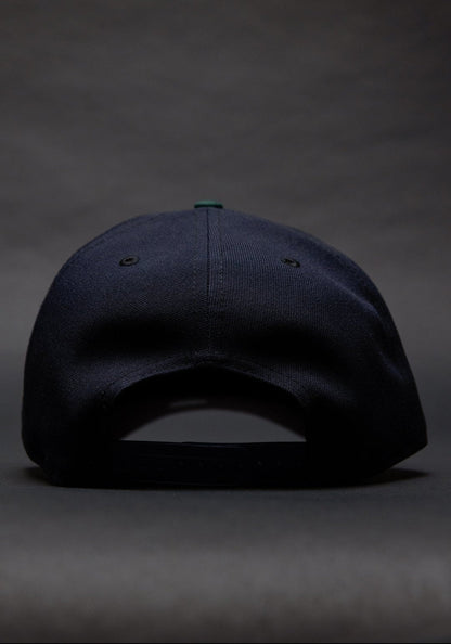 NEW ERA 9FIFTY A-FRAME NAVY/FOREST GREEN ANAHEIM ANGELS SNAPBACK W/ 40TH ANNIVERSARY SIDE PATCH