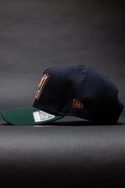 NEW ERA 9FIFTY A-FRAME NAVY/FOREST GREEN ANAHEIM ANGELS SNAPBACK W/ 40TH ANNIVERSARY SIDE PATCH
