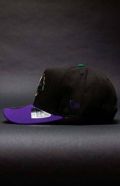NEW ERA 9FIFTY A-FRAME BLACK/PURPLE ATLANTA BRAVES SNAPBACK W/ 2000 ALL STAR GAME SIDE PATCH