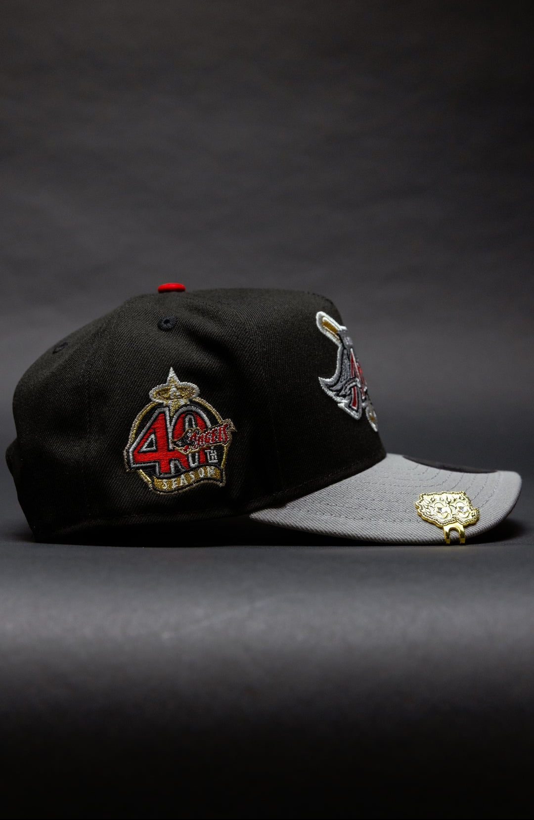 NEW ERA 9FIFTY A-FRAME BLACK/GREY ANAHEIM ANGELS SNAPBACK W/ 40TH ANNIVERSARY SIDE PATCH