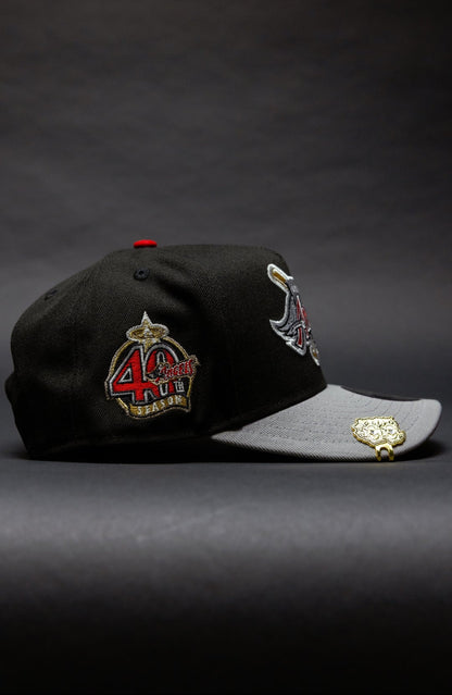 NEW ERA 9FIFTY A-FRAME BLACK/GREY ANAHEIM ANGELS SNAPBACK W/ 40TH ANNIVERSARY SIDE PATCH