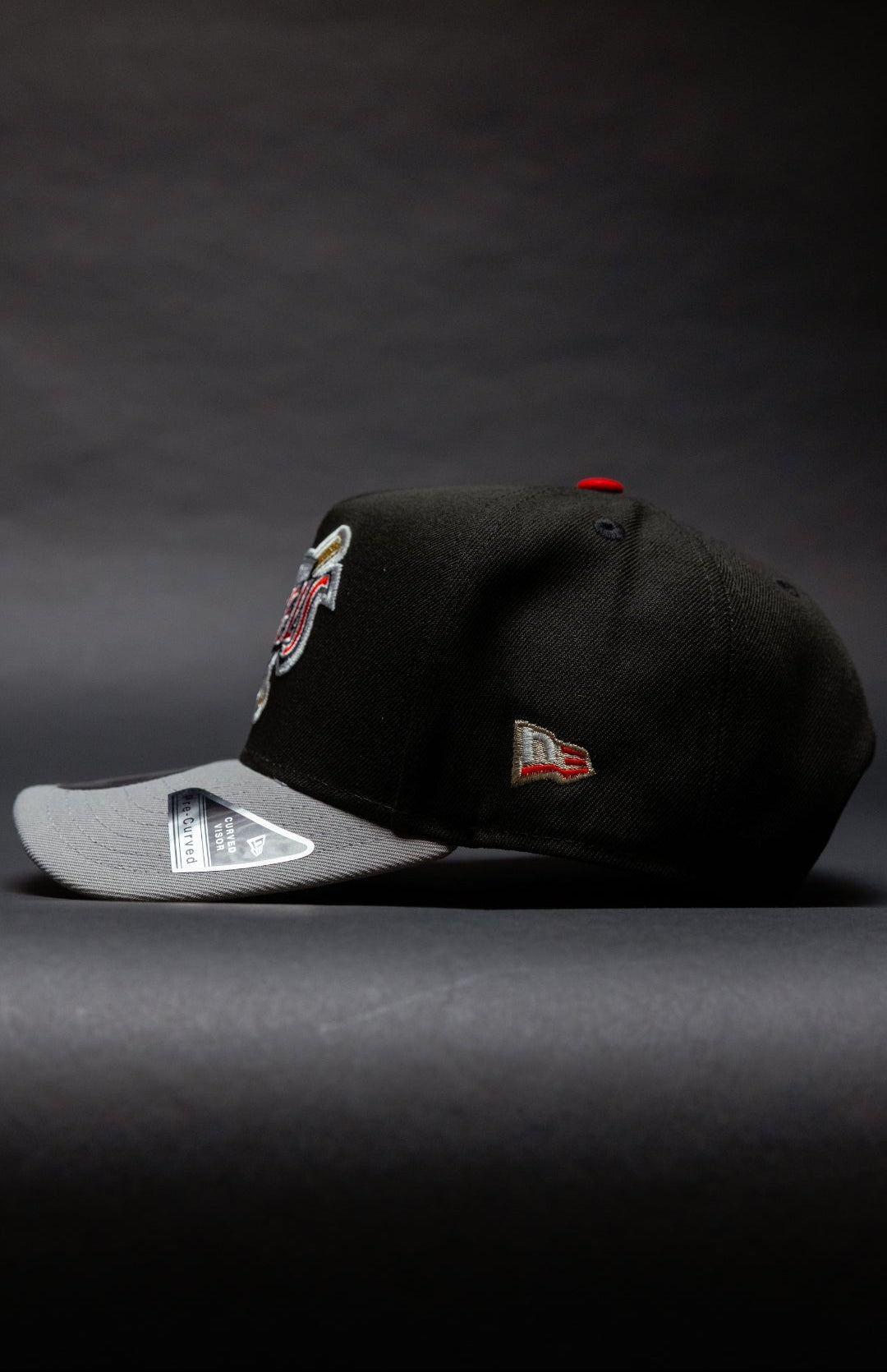 NEW ERA 9FIFTY A-FRAME BLACK/GREY ANAHEIM ANGELS SNAPBACK W/ 40TH ANNIVERSARY SIDE PATCH