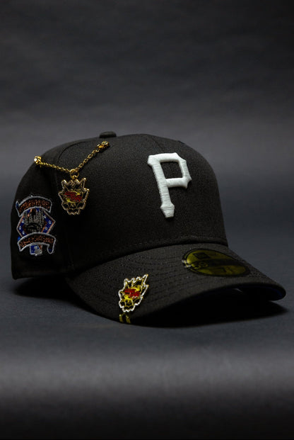 NEW ERA EXCLUSIVE 59FIFTY BLACK PITTSBURGH PIRATES W/ ALL STAR GAME SIDE PATCH