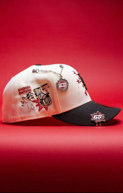 NEW ERA EXCLUSIVE 59FIFTY CHROME/BLACK LOS ANGELES DODGERS W/ EMBROIDERY + SHOHEI OHTANI SIDE PATCH