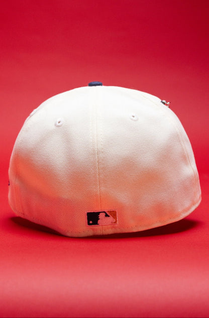 NEW ERA EXCLUSIVE 59FIFTY CHROME/NAVY LOS ANGELES DODGERS "CITY OF ANGELS"W/ 100TH ANNIVERSARY SIDE PATCH