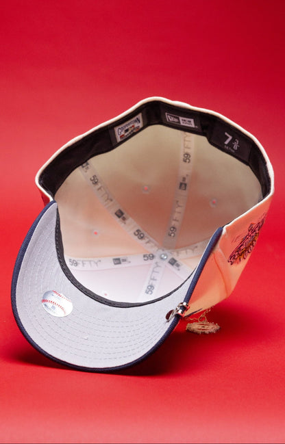 NEW ERA EXCLUSIVE 59FIFTY CHROME/NAVY LOS ANGELES DODGERS "CITY OF ANGELS"W/ 100TH ANNIVERSARY SIDE PATCH