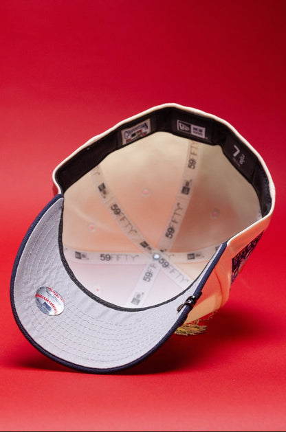 NEW ERA EXCLUSIVE 59FIFTY CHROME/NAVY LOS ANGELES DODGERS W/ BURNT ROSES + 60TH ANNIVERSARY SIDE PATCH