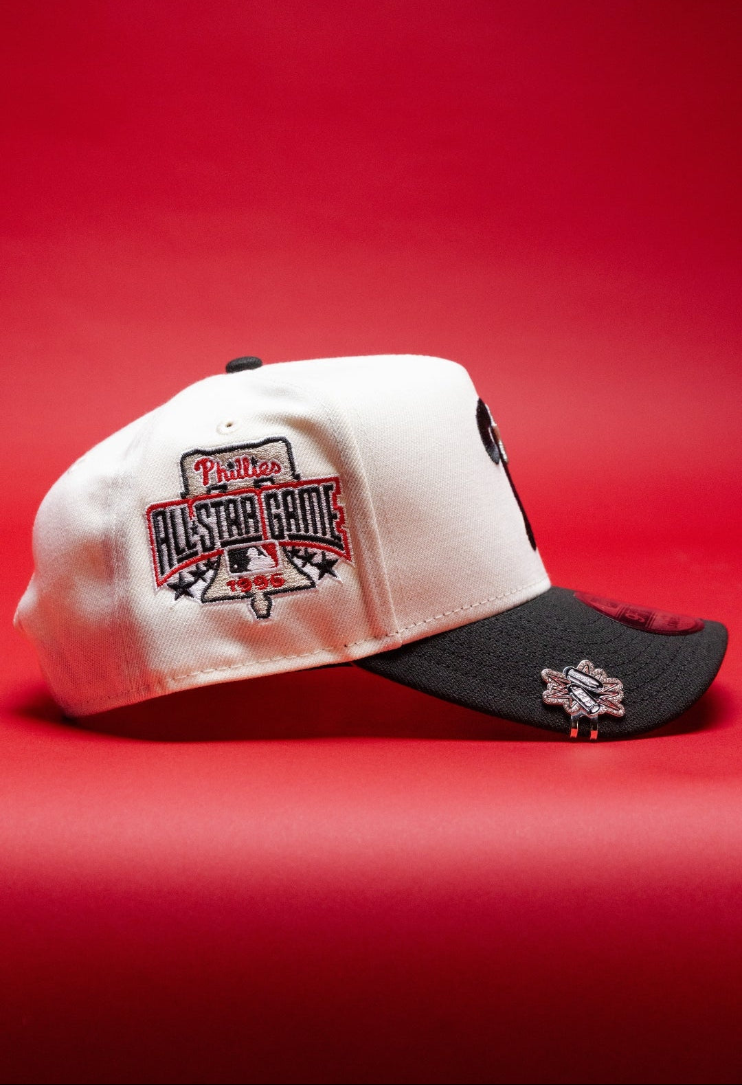 NEW ERA 9FIFTY A-FRAME CHROME/BLACK PHILADELPHIA PHILLIES SNAPBACK W/ 1996 ALL STAR GAME SIDE PATCH