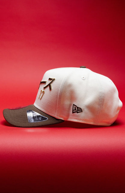 NEW ERA 9FIFTY A-FRAME CHROME/WALNUT LOS ANGELES DODGERS JAPANESE SCRIPT W/ LA LOGO SIDE PATCH