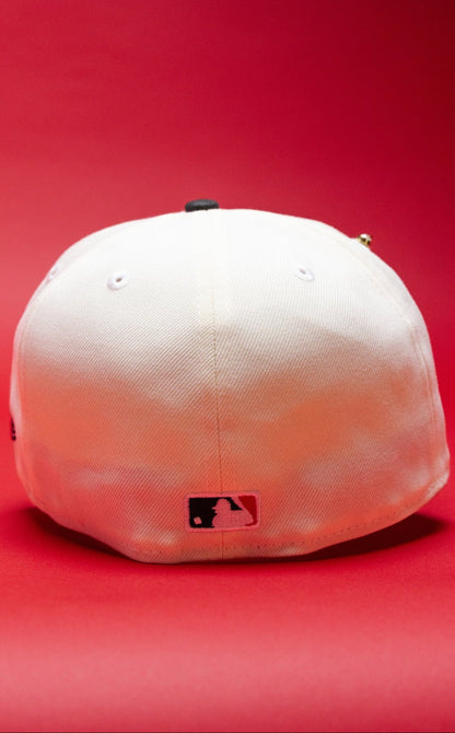 NEW ERA EXCLUSIVE 59FIFTY CHROME/BLACK LOS ANGELES DODGERS W/ EMBROIDERY + WORLD SERIES CHAMPIONS SIDE PATCH