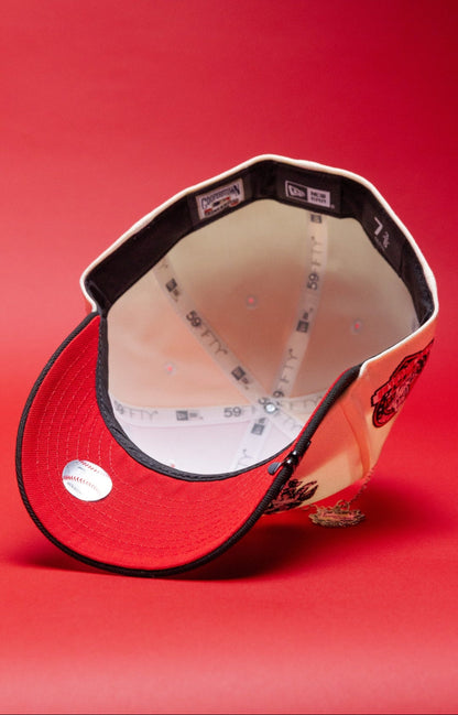 NEW ERA EXCLUSIVE 59FIFTY CHROME/BLACK LOS ANGELES DODGERS "HEAVENLY CITY"W/ 60TH ANNIVERSARY SIDE PATCH