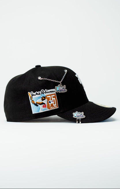 NEW ERA EXCLUSIVE 59FIFTY BLACK UPSIDE DOWN LOS ANGELES DODGERS W/ "JACKIE ROBINSON" SIDE PATCH