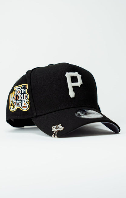 NEW ERA 9FIFTY A-FRAME BLACK PITTSBURGH PIRATES SNAPBACK W/ 76TH WORLD SERIES SIDE PATCH