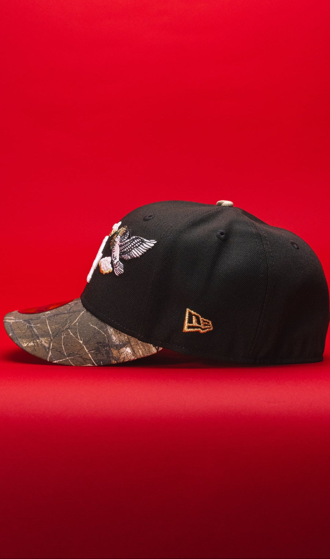 NEW ERA EXCLUSIVE 59FIFTY BLACK/REALTREE LOS ANGELES DODGERS "HEAVENLY CITY" W/ 2024 WORLD CHAMPIONS SIDE PATCH