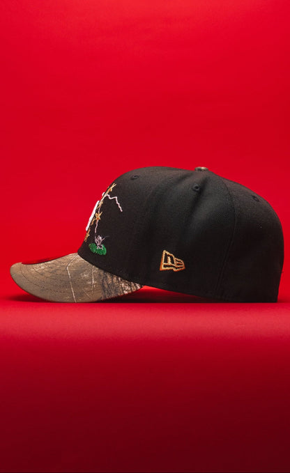 NEW ERA EXCLUSIVE 59FIFTY BLACK/REALTREE LOS ANGELES DODGERS W/ EMBROIDERY + 60TH ANNIVERSARY SIDE PATCH