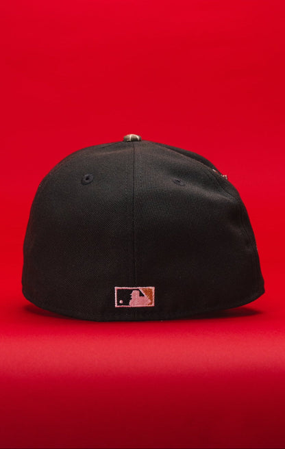 NEW ERA EXCLUSIVE 59FIFTY BLACK/REALTREE LOS ANGELES DODGERS "CITY OF AMGELS" W/ 50TH ANNIVERSARY SIDE PATCF