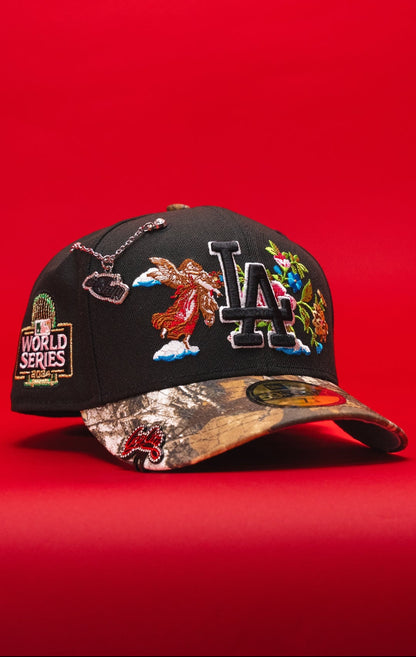 NEW ERA EXCLUSIVE 59FIFTY BLACK/REALTREE LOS ANGELES DODGERS "CITY OF ANGELS" W/ 2024 WORLD SERIES SIDE PATCH
