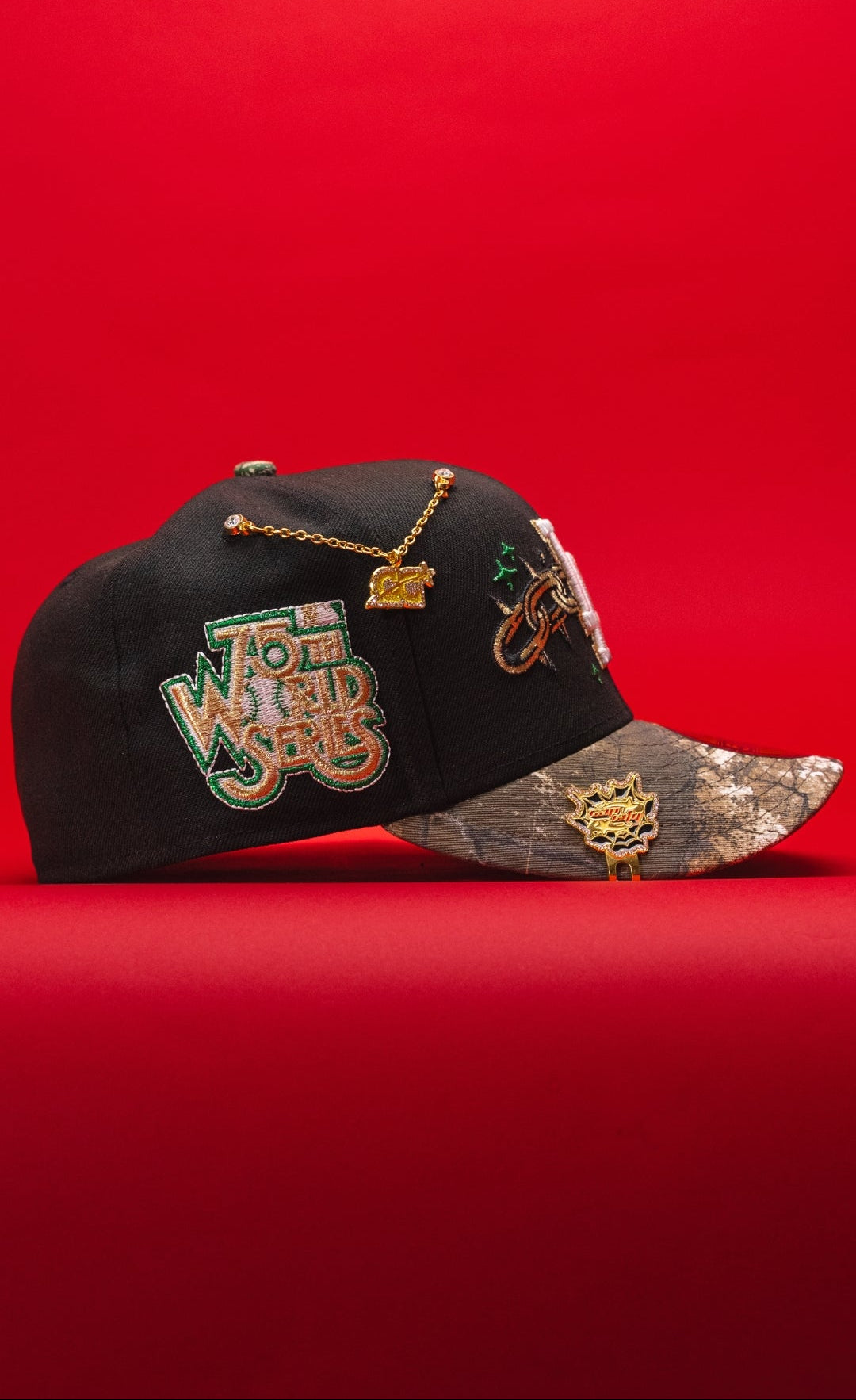 NEW ERA EXCLUSIVE 59FIFTY BLACK/REALTREE LOS ANGELES DODGERS W/ EMBROIDERY + 75TH WORLD SERIES SIDE PATCH