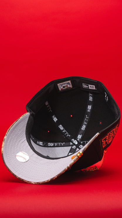 NEW ERA EXCLUSIVE 59FIFTY BLACK/REALTREE LOS ANGELES DODGERS W/ EMBROIDERY + 2020 WORLD SERIES SIDE PATCH
