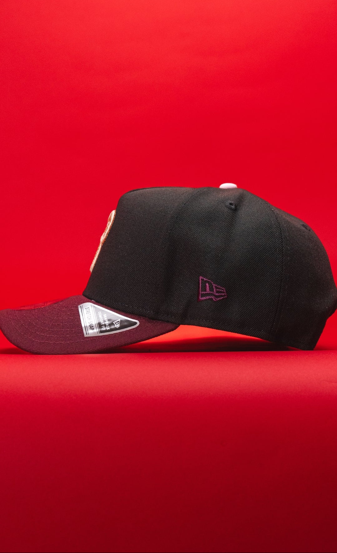 NEW ERA 9FIFTY A-FRAME BLACK/BURGUNDY PHILADELPHIA PHILLIES SNAPBACK W/ 1996 ALL STAR GAME SIDE PATCH