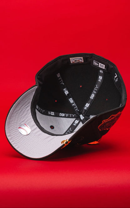 NEW ERA EXCLUSIVE 59FIFTY BLACK LOS ANGELES DODGERS W/ EMBROIDERY + 40TH ANNIVERSARY SIDE PATCH