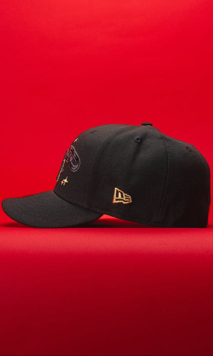 NEW ERA EXCLUSIVE 59FIFTY BLACK LOS ANGELES DODGERS W/ EMBROIDERY + 40TH ANNIVERSARY SIDE PATCH
