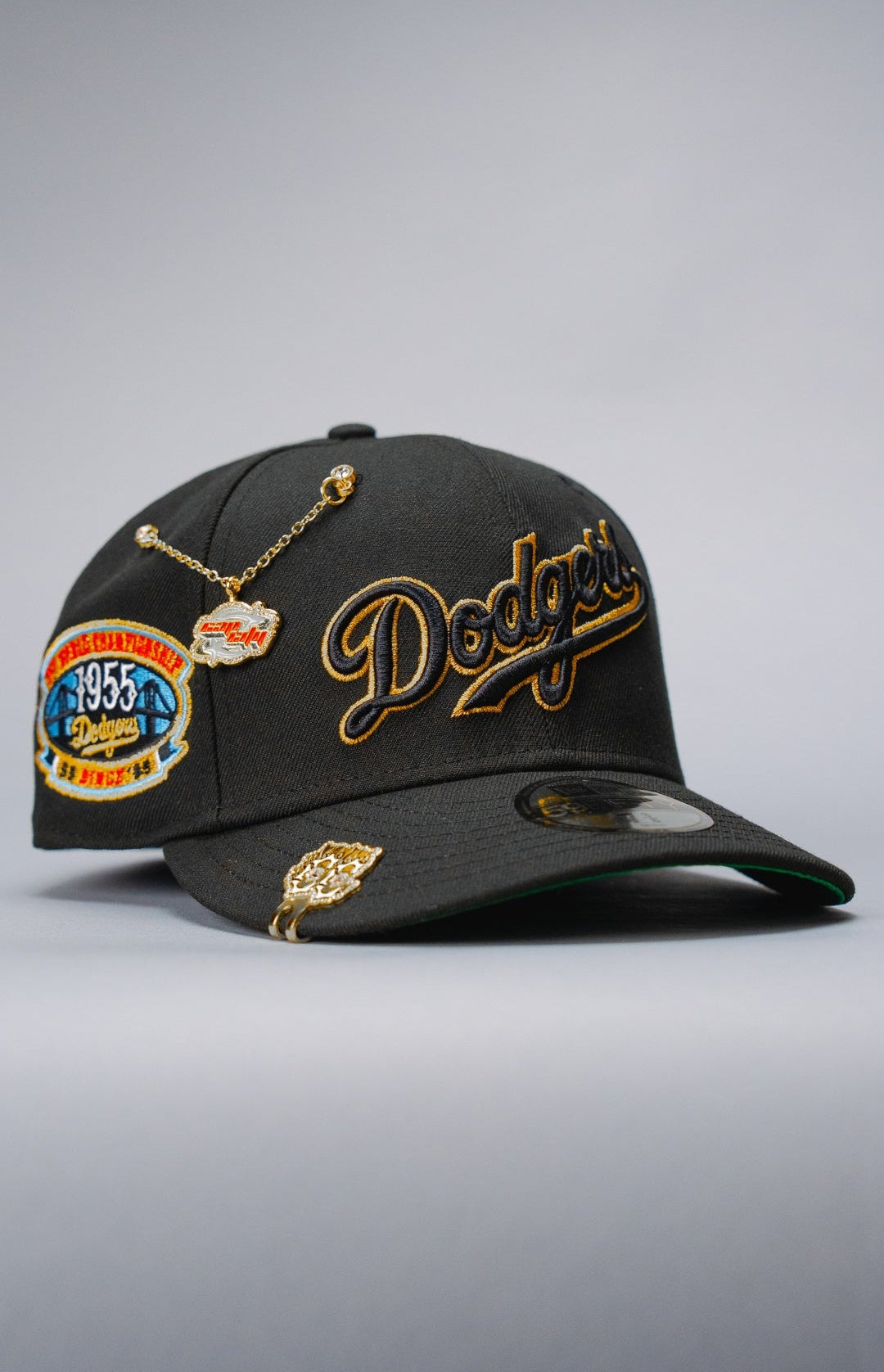 NEW ERA EXCLUSIVE 59FIFTY BLACK LOS ANGELES DODGERS SCRIPT W/ 1ST WORLD CHAMPIONSHIP SIDE PATCH