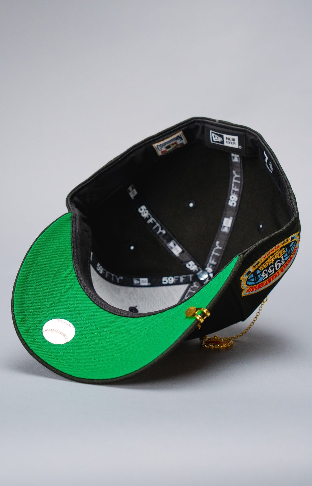 NEW ERA EXCLUSIVE 59FIFTY BLACK LOS ANGELES DODGERS SCRIPT W/ 1ST WORLD CHAMPIONSHIP SIDE PATCH