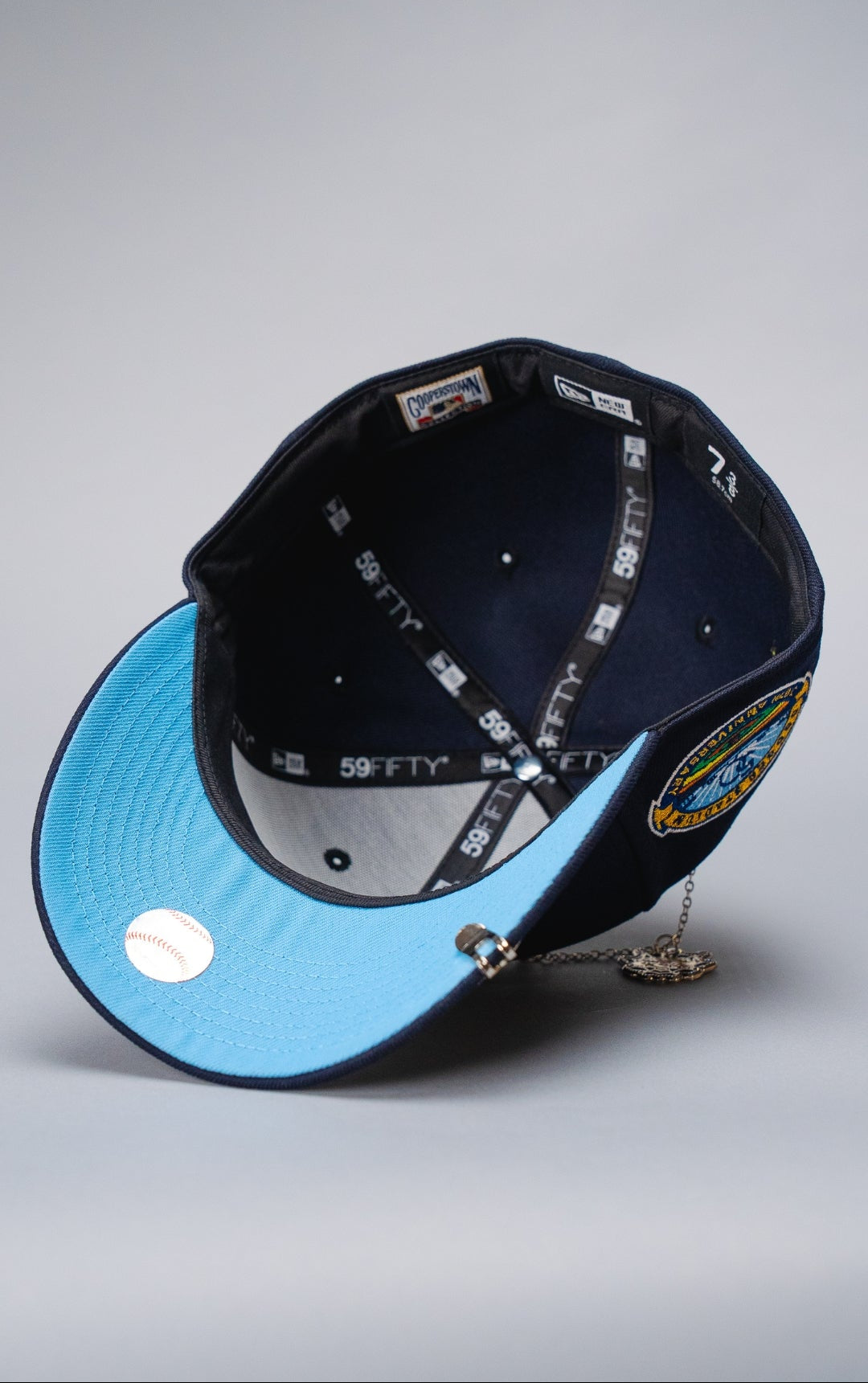 NEW ERA EXCLUSIVE 59FIFTY NAVY LOS ANGELES DODGERS W/ HEART + 50TH ANNIVERSARY SIDE PATCH