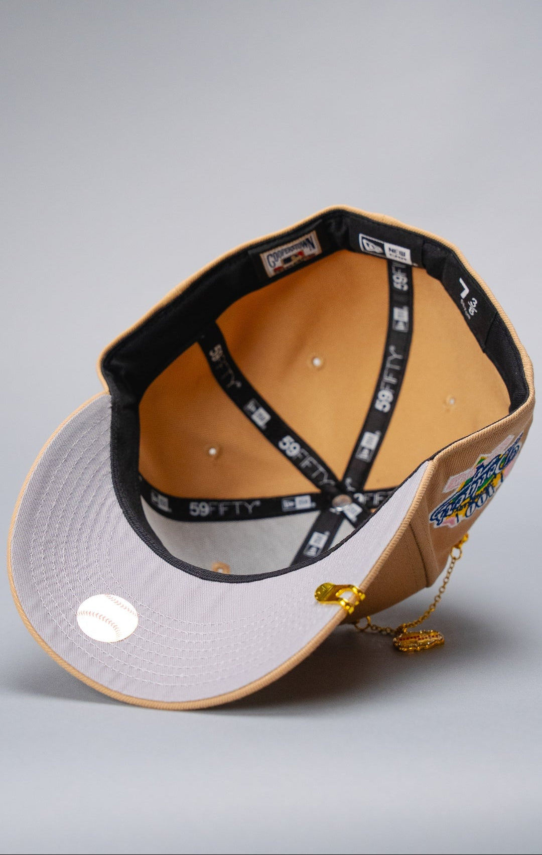 NEW ERA EXCLUSIVE 59FIFTY BEIGE LOS ANGELES DODGERS W/ HEART + 100TH ANNIVERSARY SIDE PATCH