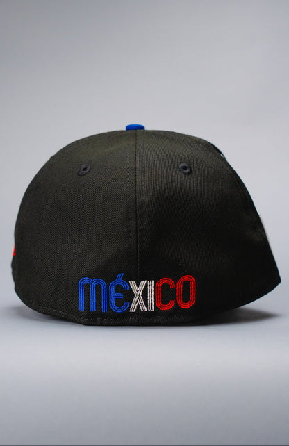 NEW ERA EXCLUSIVE 59FIFTY BLACK/BLUE MEXICO 2025 WORLD BASEBALL CLASSIC W/ MEXICO FLAG SIDE PATCH