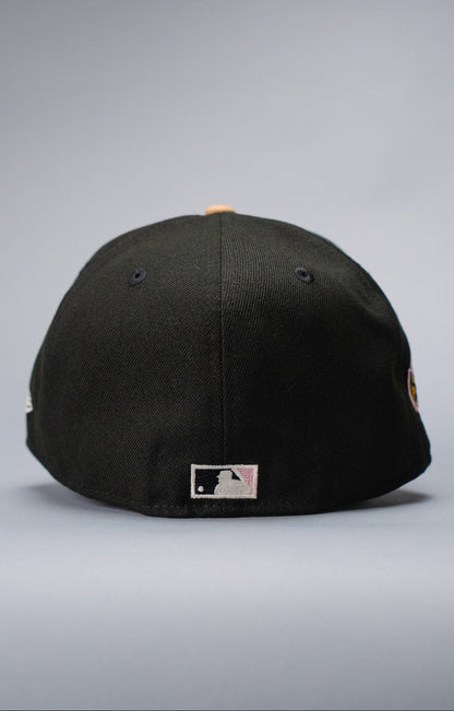 NEW ERA EXCLUSIVE 59FIFTY BLACK/BEIGE LOS ANGELES DODGERS W/ HEART + 50TH ANNIVERSARY SIDE PATCH