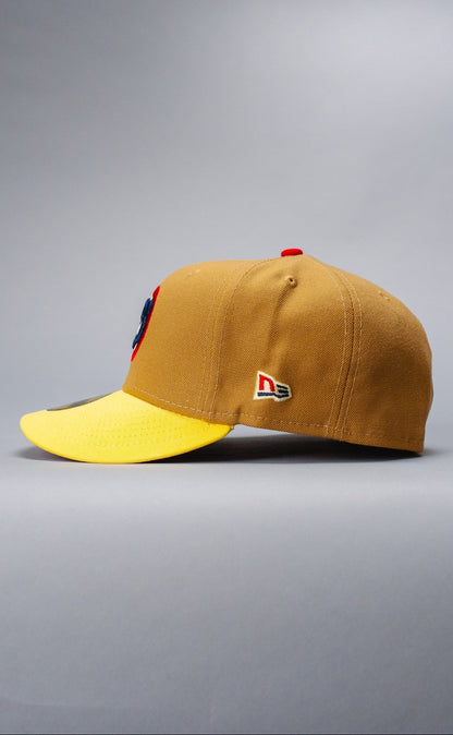 NEW ERA EXCLUSIVE 59FIFTY BEIGE/YELLOW CHICAGO CUBS W/ 1990 ALL STAR GAME PATCH