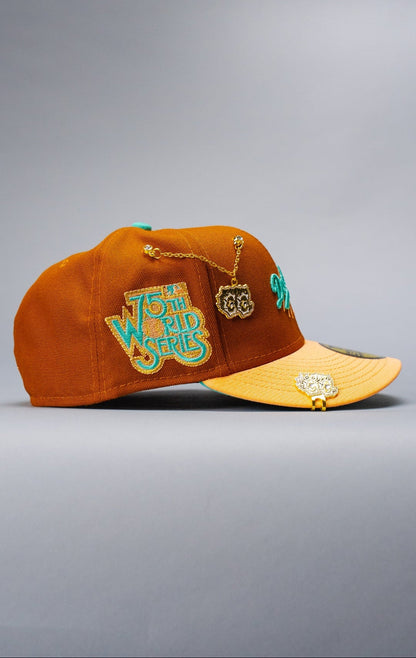 NEW ERA EXCLUSIVE 59FIFTY DARK KHAKI/BLUSH LOS ANGELES DODGERS W/ 75TH WORLD SERIES SIDE PATCH