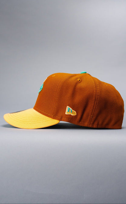 NEW ERA EXCLUSIVE 59FIFTY DARK KHAKI/BLUSH LOS ANGELES DODGERS W/ 75TH WORLD SERIES SIDE PATCH