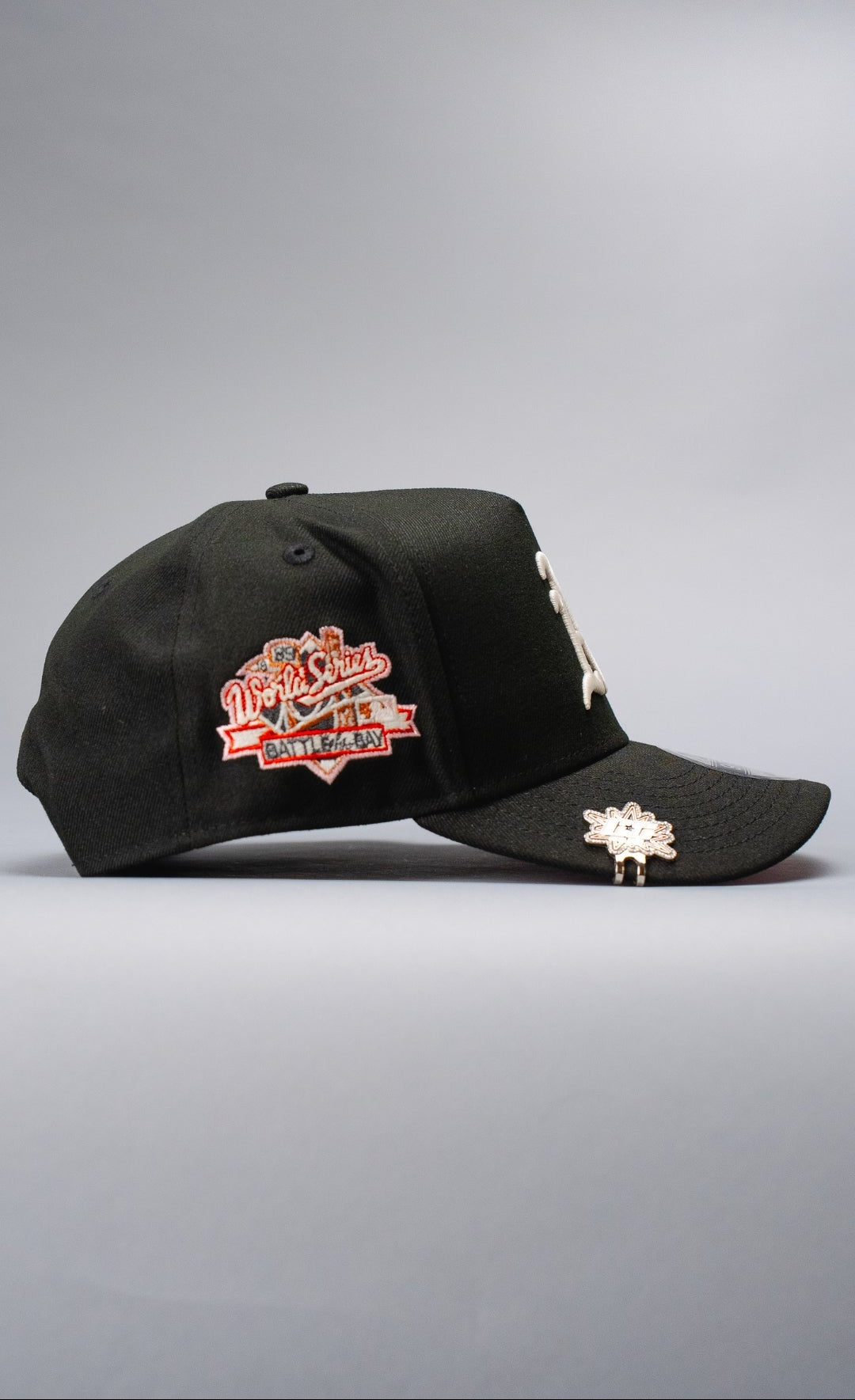 NEW ERA 9FIFTY A-FRAME BLACK OAKLAND ATHLETICS SNAPBACK W/ "BATTLE OF THE BAY" SIDE PATCH