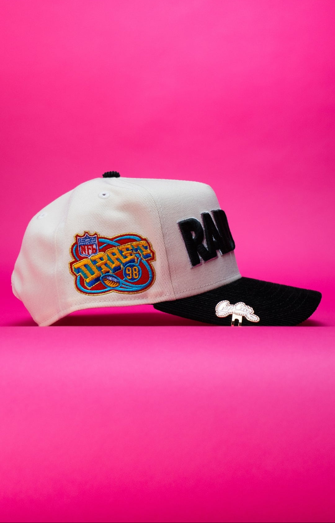 NEW ERA 9FIFTY A-FRAME CHROME/CORDUROY LAS VEGAS RAIDERS SNAPBACK W/ 1998 DRAFT SIDE PATCH