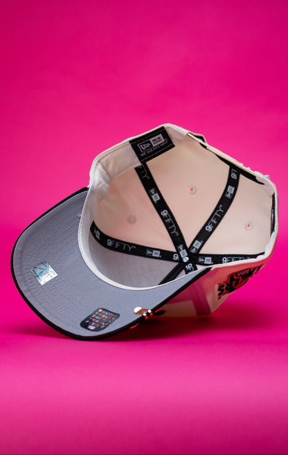NEW ERA 9FIFTY A-FRAME CHROME/BLACK UPSIDE DOWN LAKERS SNAPBACK W/ "LAKERS" SIDE PATCH
