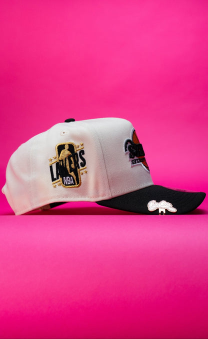 NEW ERA 9FIFTY A-FRAME CHROME/BLACK UPSIDE DOWN LAKERS SNAPBACK W/ "LAKERS" SIDE PATCH