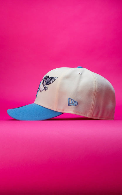 NEW ERA EXCLUSIVE 59FIFTY CHROME/ICY BLUE LOS ANGELES DODGERS "HEAVENLY CITY" W/ 60TH ANNIVERSARY SIDE PATCH