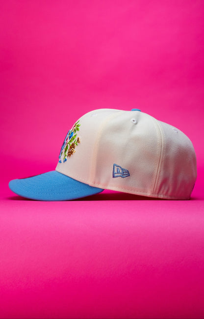 NEW ERA EXCLUSIVE 59FIFTY CHROME/ICY BLUE LOS ANGELES DODGERS "CITY OF ANGELS" W/ 100TH ANNIVERSARY SIDE PATCH