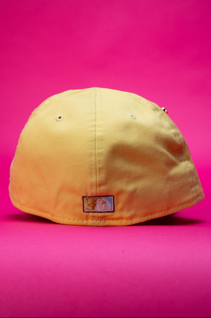 NEW ERA EXCLUSIVE 59FIFTY YELLOW/BEIGE ANAHEIM ANGELS W/ 50TH ANNIVERSARY SIDE PATCH