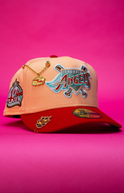 NEW ERA EXCLUSIVE 59FIFTY BLUSH/MAROON ANAHEIM ANGELS W/ 40TH ANNIVERSARY SIDE PATCH